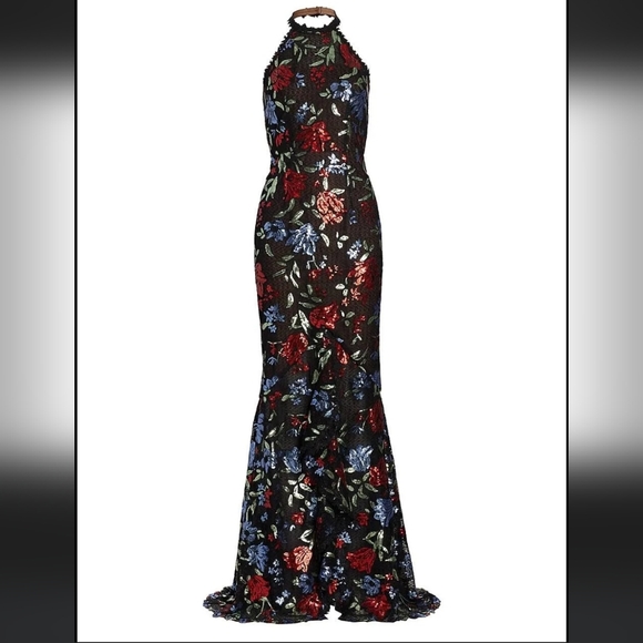 Marchesa Notte Dresses & Skirts - Marchesa Notte Sleeveless Halter Embroidered & Sequin Gown Size 8 Prom